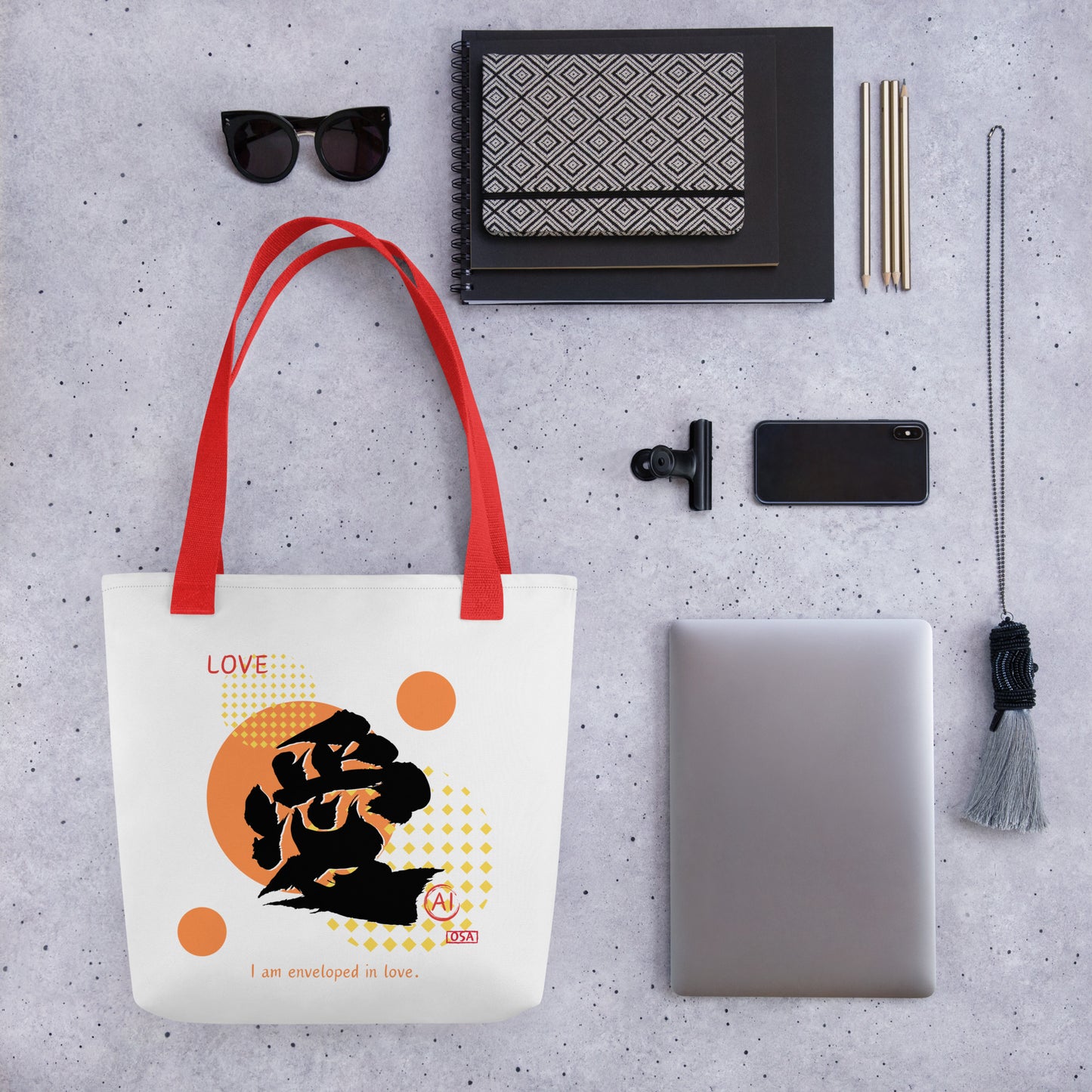 Tote bag(Japanese, Kanji Series -愛“Love” Design.1)