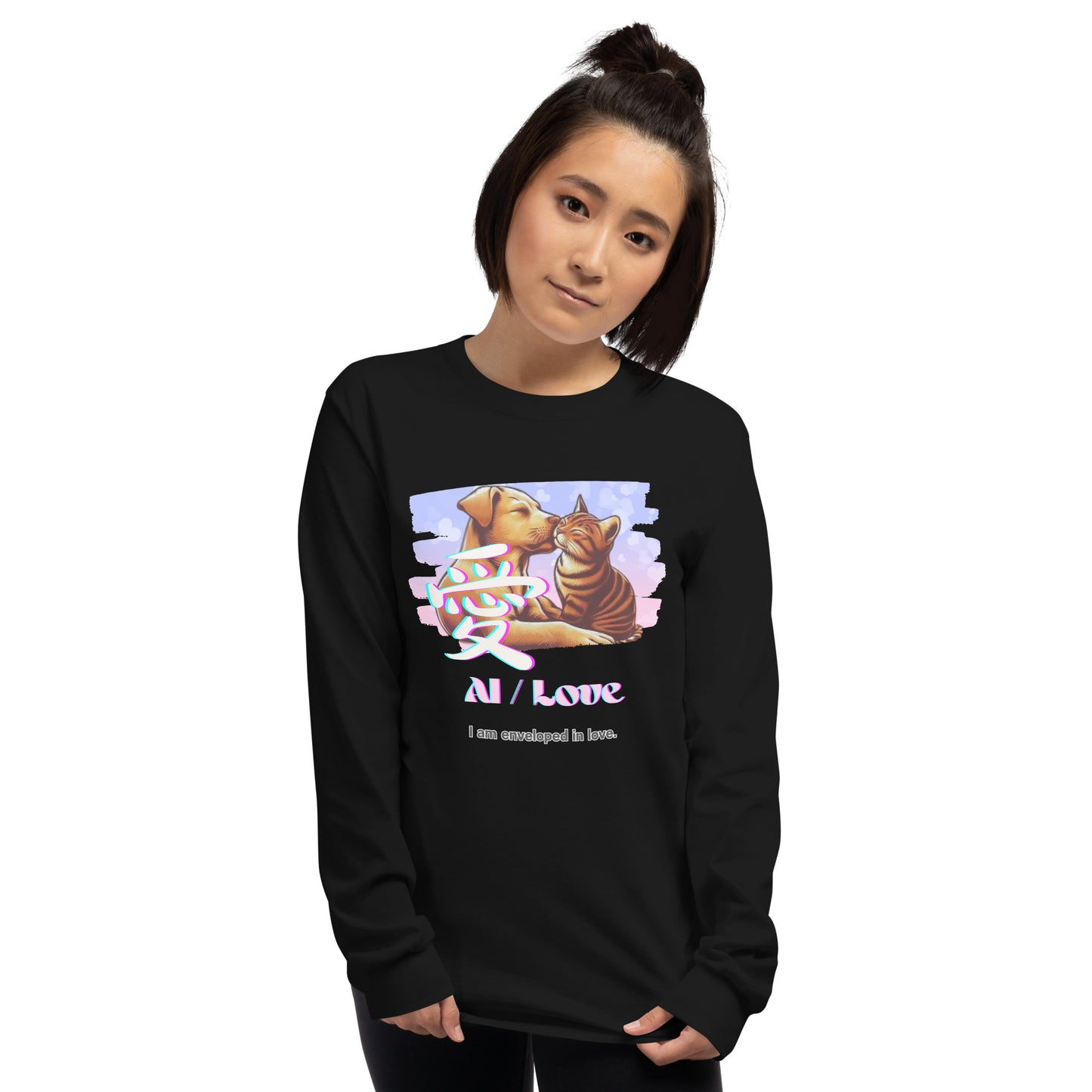 Men’s Long Sleeve Shirt(Japanese, Kanji Series -愛“Love” Design.2)