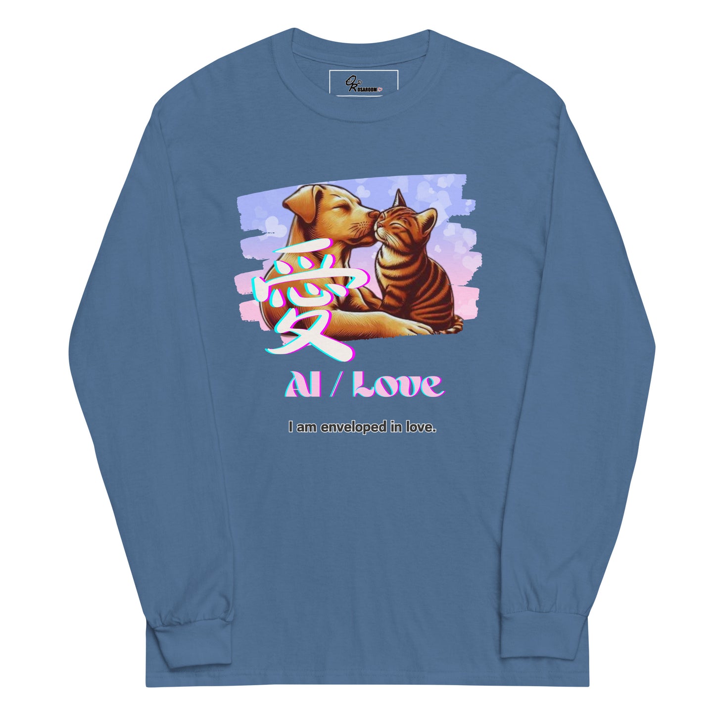 Men’s Long Sleeve Shirt(Japanese, Kanji Series -愛“Love” Design.2)