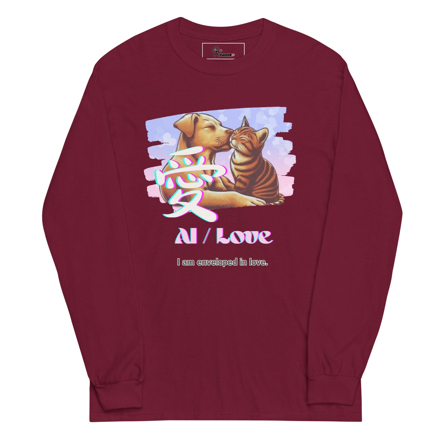 Men’s Long Sleeve Shirt(Japanese, Kanji Series -愛“Love” Design.2)