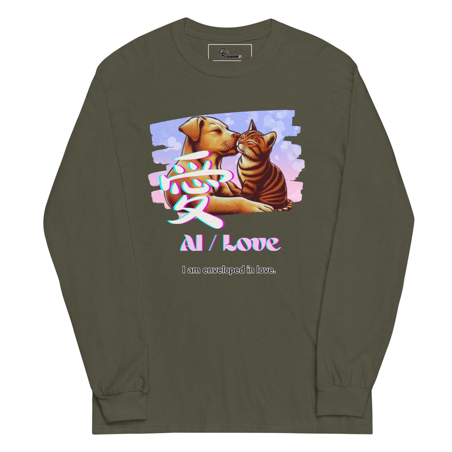 Men’s Long Sleeve Shirt(Japanese, Kanji Series -愛“Love” Design.2)