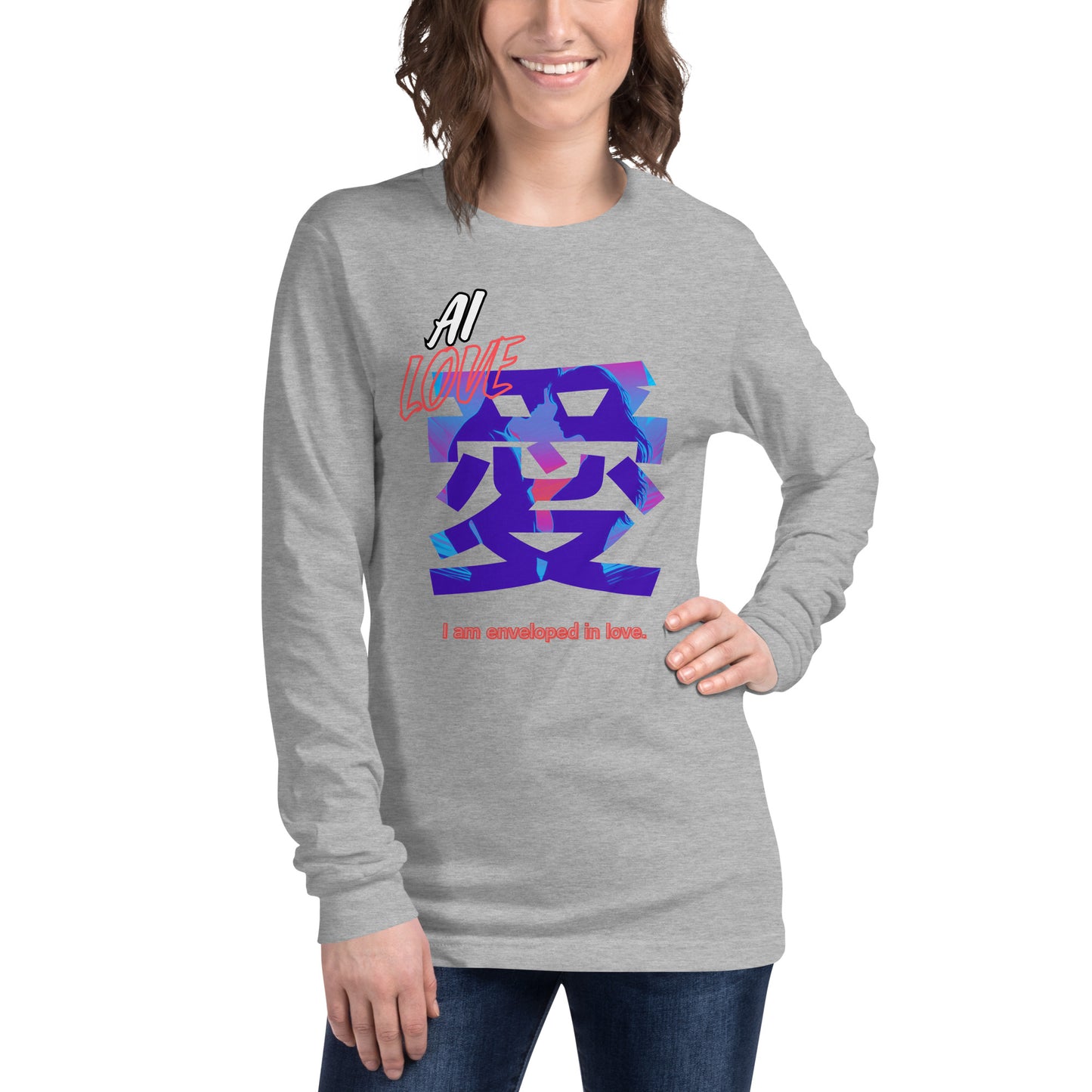 Unisex Long Sleeve Tee(Japanese, Kanji Series -愛“Love” Desig.3)