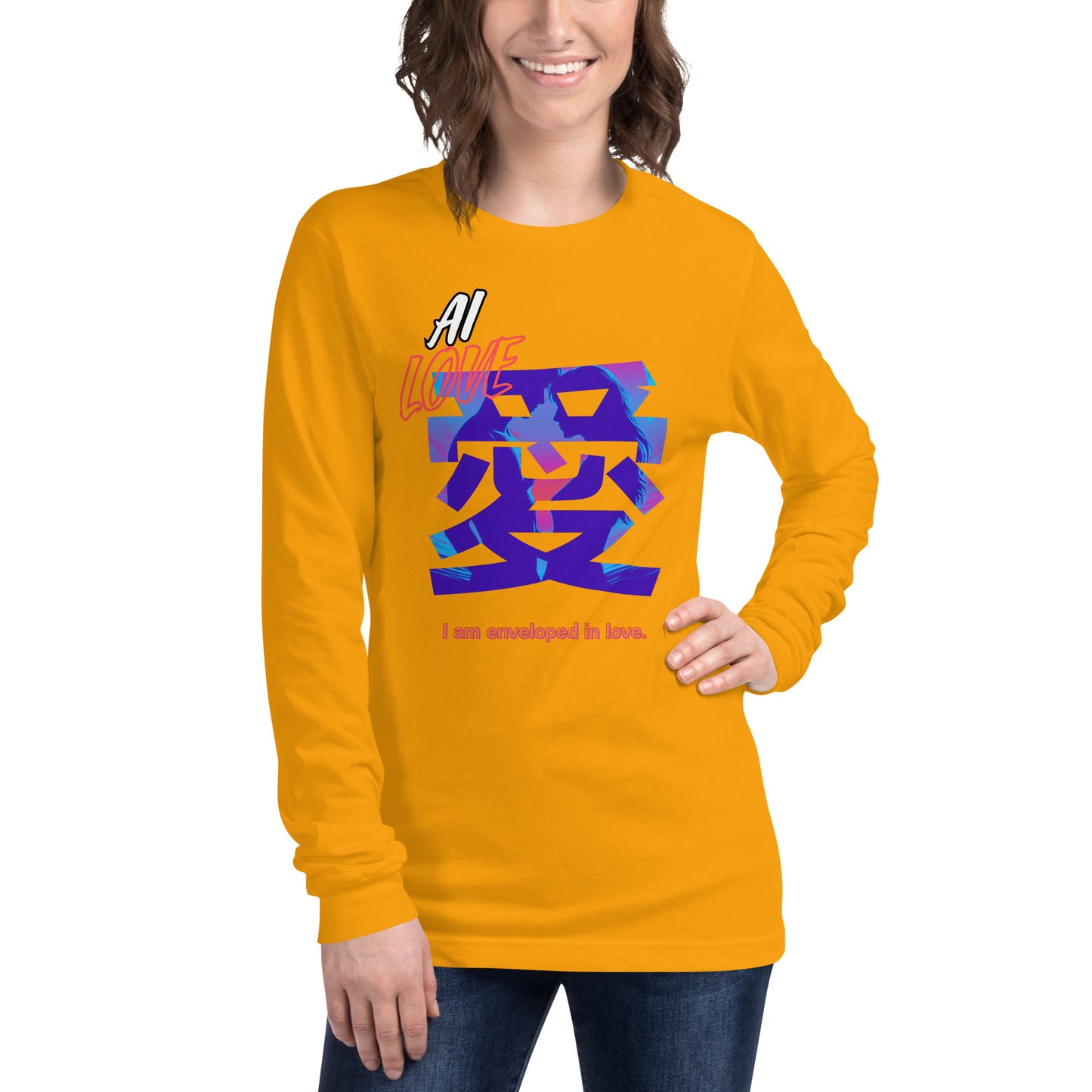 Unisex Long Sleeve Tee(Japanese, Kanji Series -愛“Love” Desig.3)