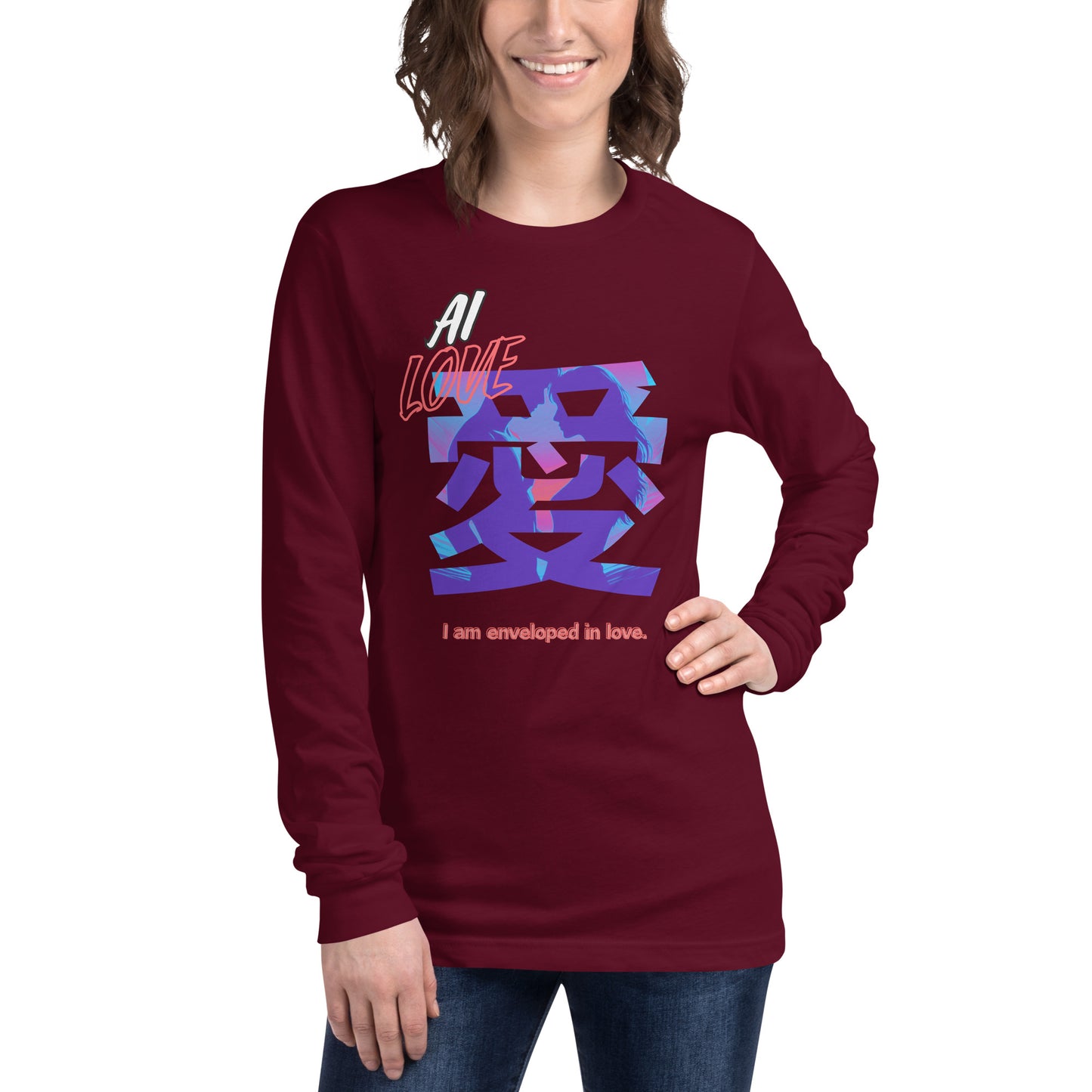Unisex Long Sleeve Tee(Japanese, Kanji Series -愛“Love” Desig.3)