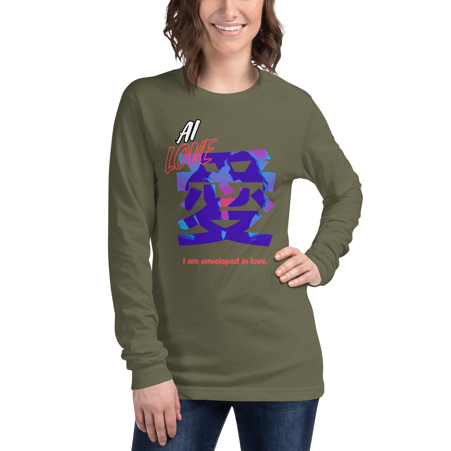 Unisex Long Sleeve Tee(Japanese, Kanji Series -愛“Love” Desig.3)