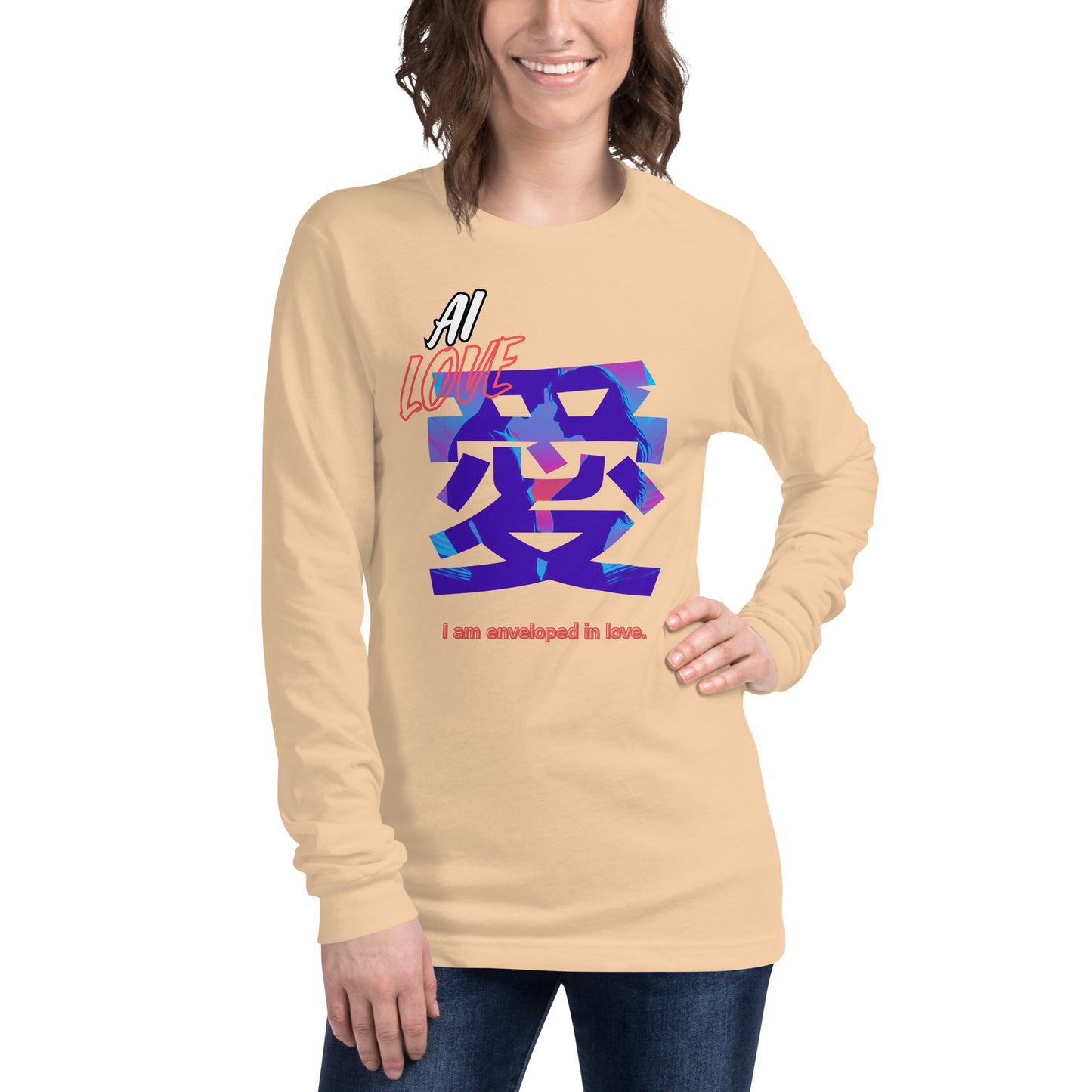 Unisex Long Sleeve Tee(Japanese, Kanji Series -愛“Love” Desig.3)