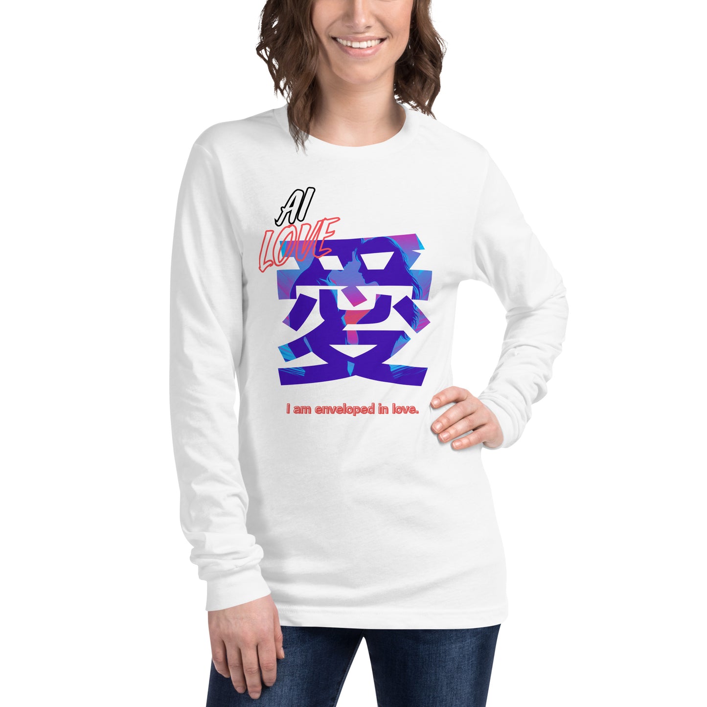 Unisex Long Sleeve Tee(Japanese, Kanji Series -愛“Love” Desig.3)