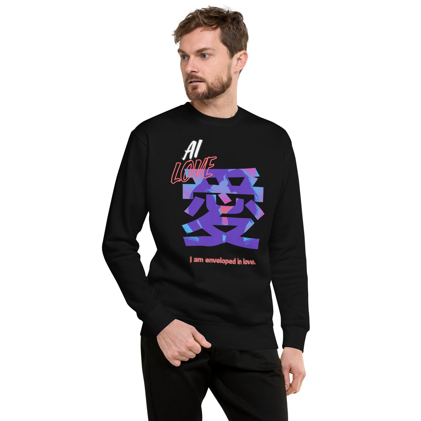 Unisex Premium Sweatshirt(Japanese, Kanji Series -愛“Love” Desig.3)