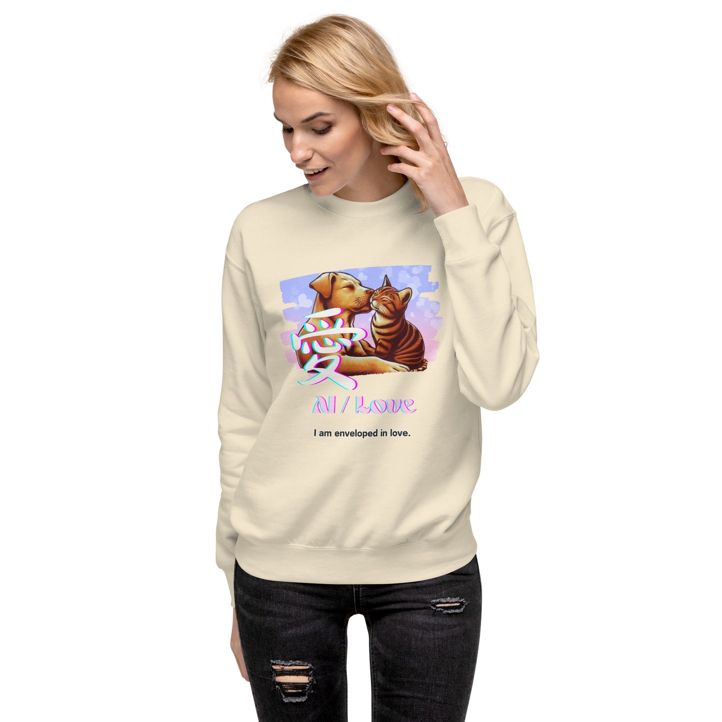 Unisex Premium Sweatshirt(Japanese, Kanji Series -愛“Love” Design.2)