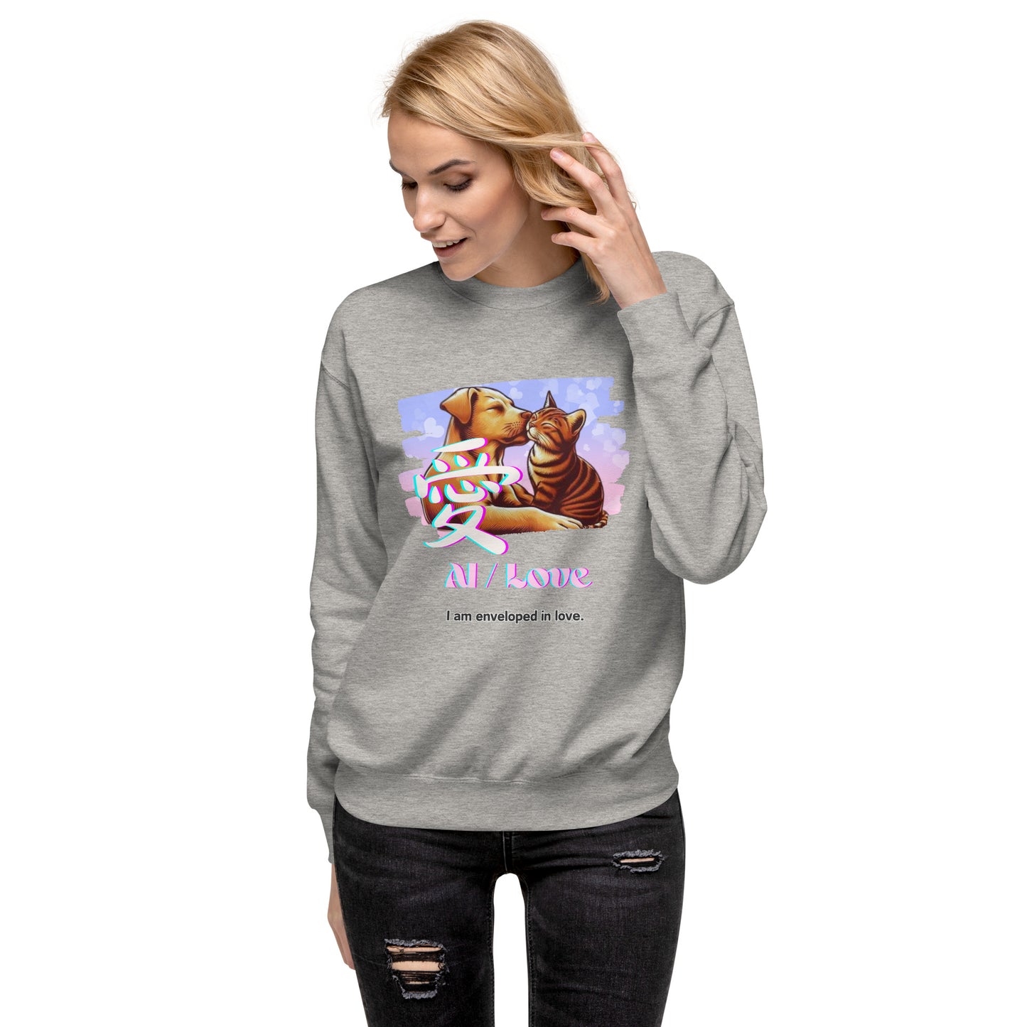Unisex Premium Sweatshirt(Japanese, Kanji Series -愛“Love” Design.2)