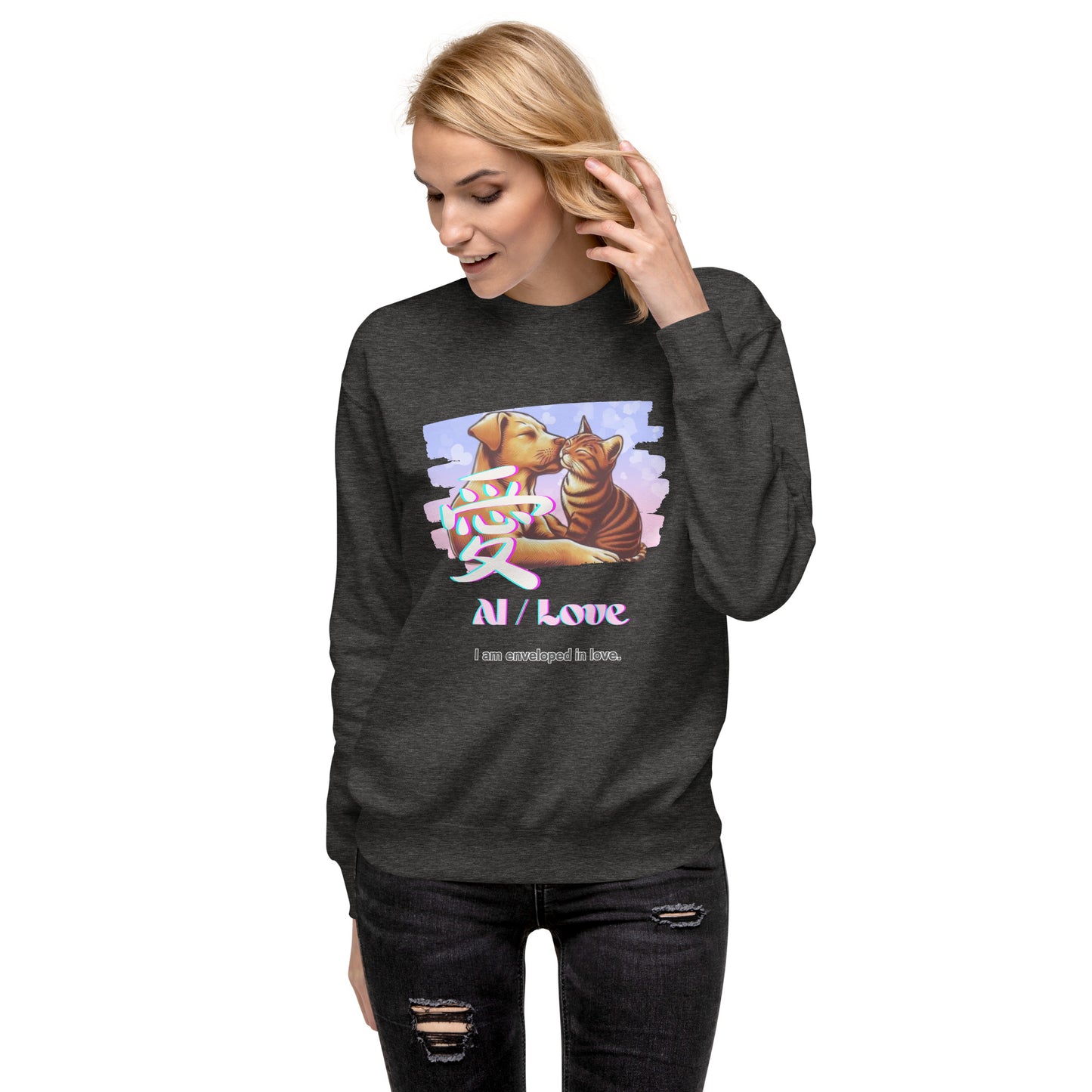 Unisex Premium Sweatshirt(Japanese, Kanji Series -愛“Love” Design.2)