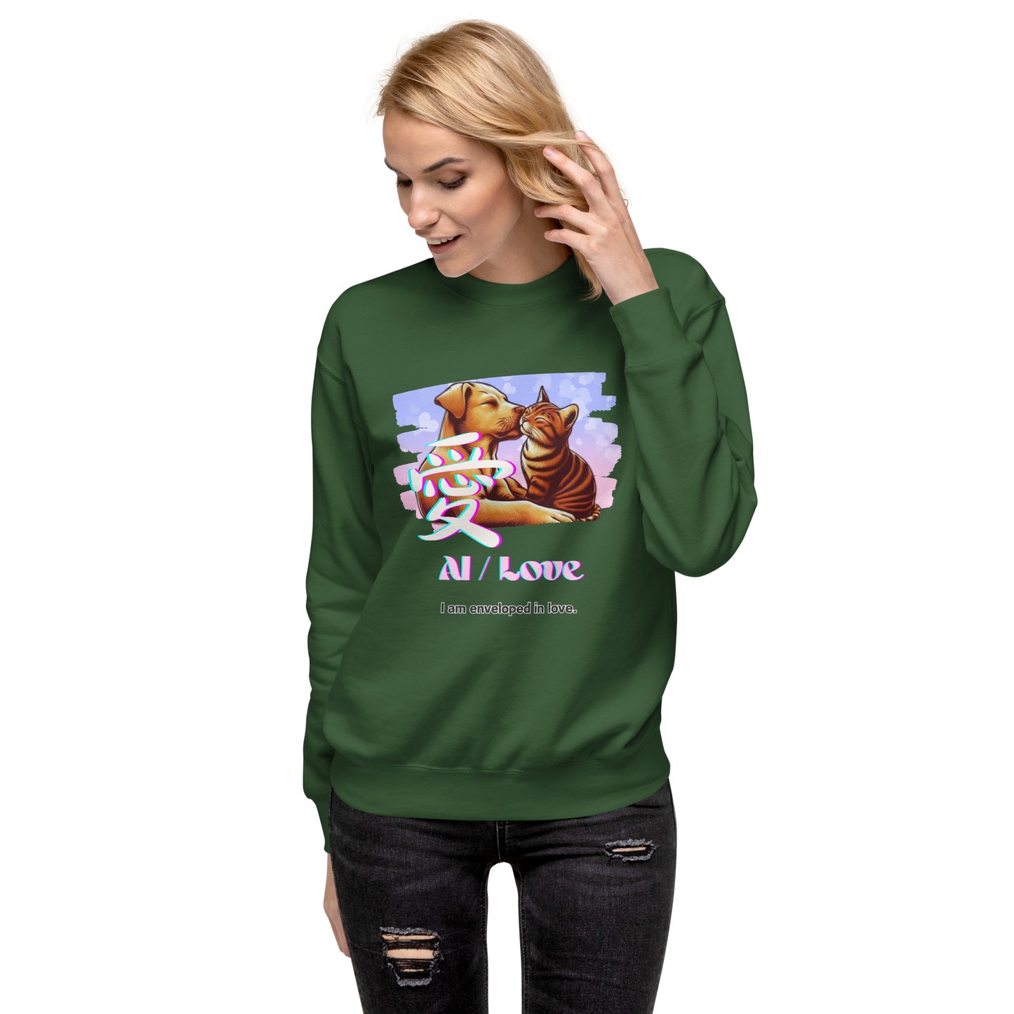 Unisex Premium Sweatshirt(Japanese, Kanji Series -愛“Love” Design.2)