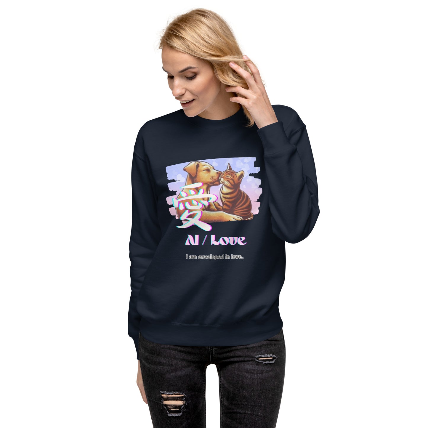 Unisex Premium Sweatshirt(Japanese, Kanji Series -愛“Love” Design.2)