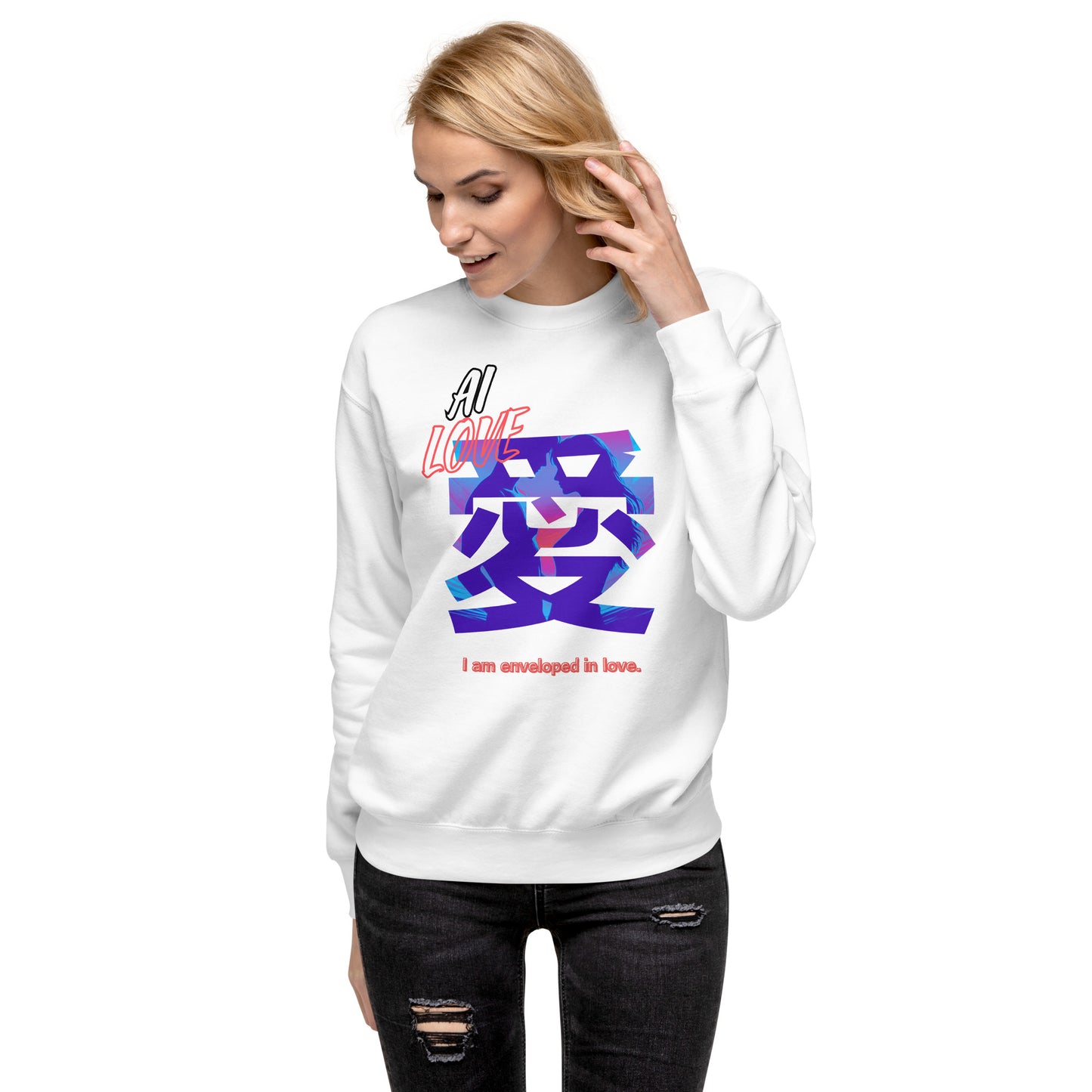 Unisex Premium Sweatshirt(Japanese, Kanji Series -愛“Love” Desig.3)