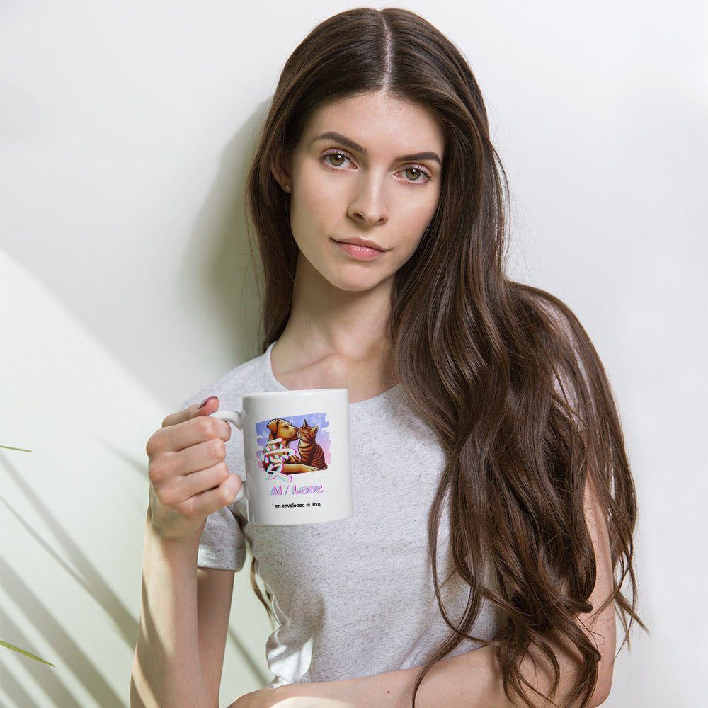 White glossy mug(Japanese, Kanji Series -愛“Love” Design.2)