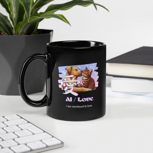 Black Glossy Mug(Japanese, Kanji Series -愛“Love” Design.2)