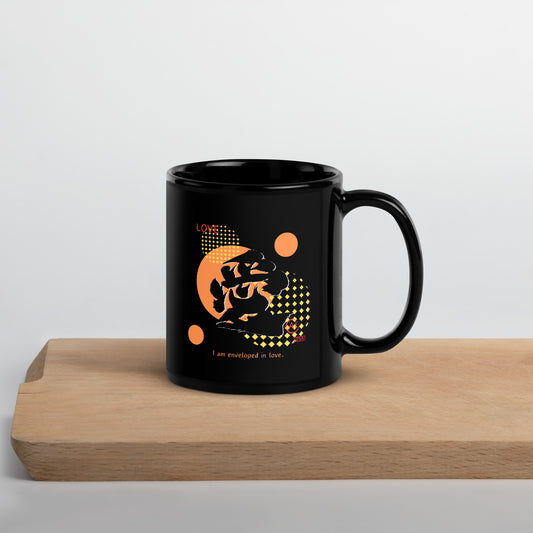 Black Glossy Mug(Japanese, Kanji Series -愛“Love” Design.1)