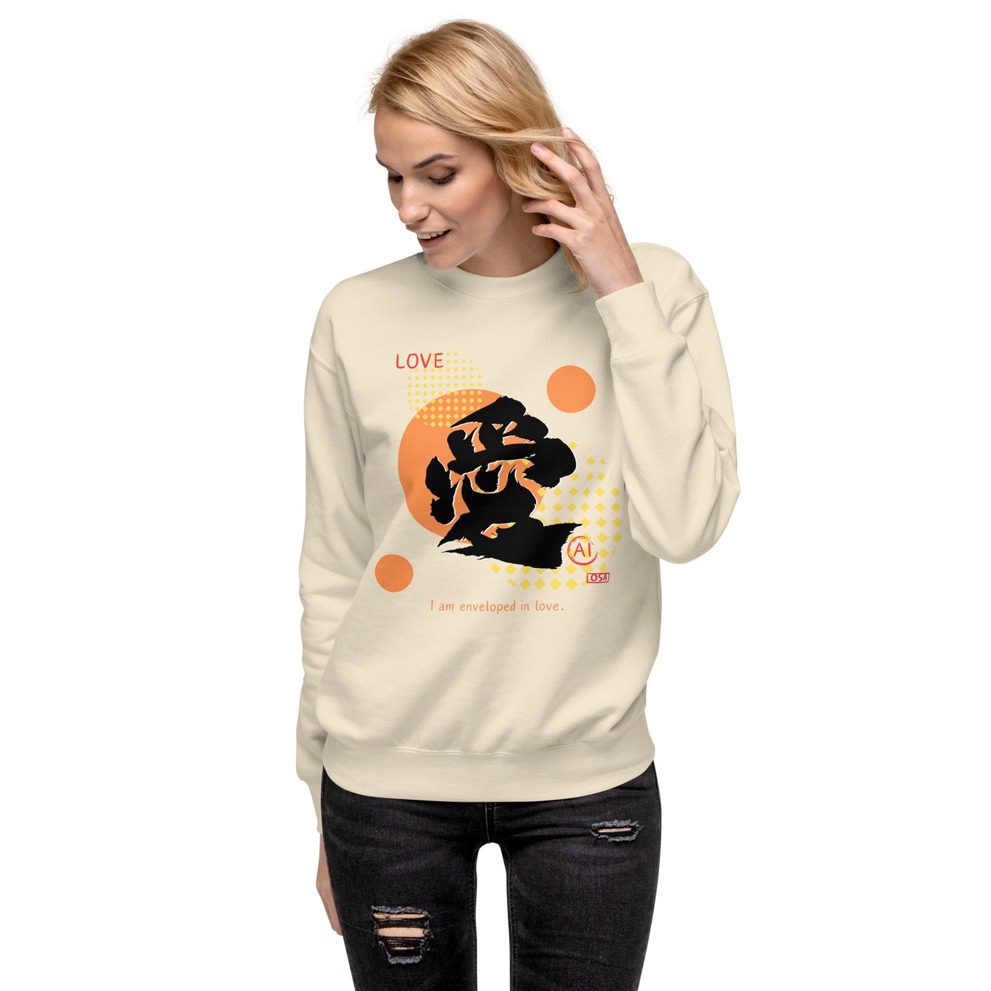 Unisex Premium Sweatshirt(Japanese, Kanji Series -愛“Love” Design.1)
