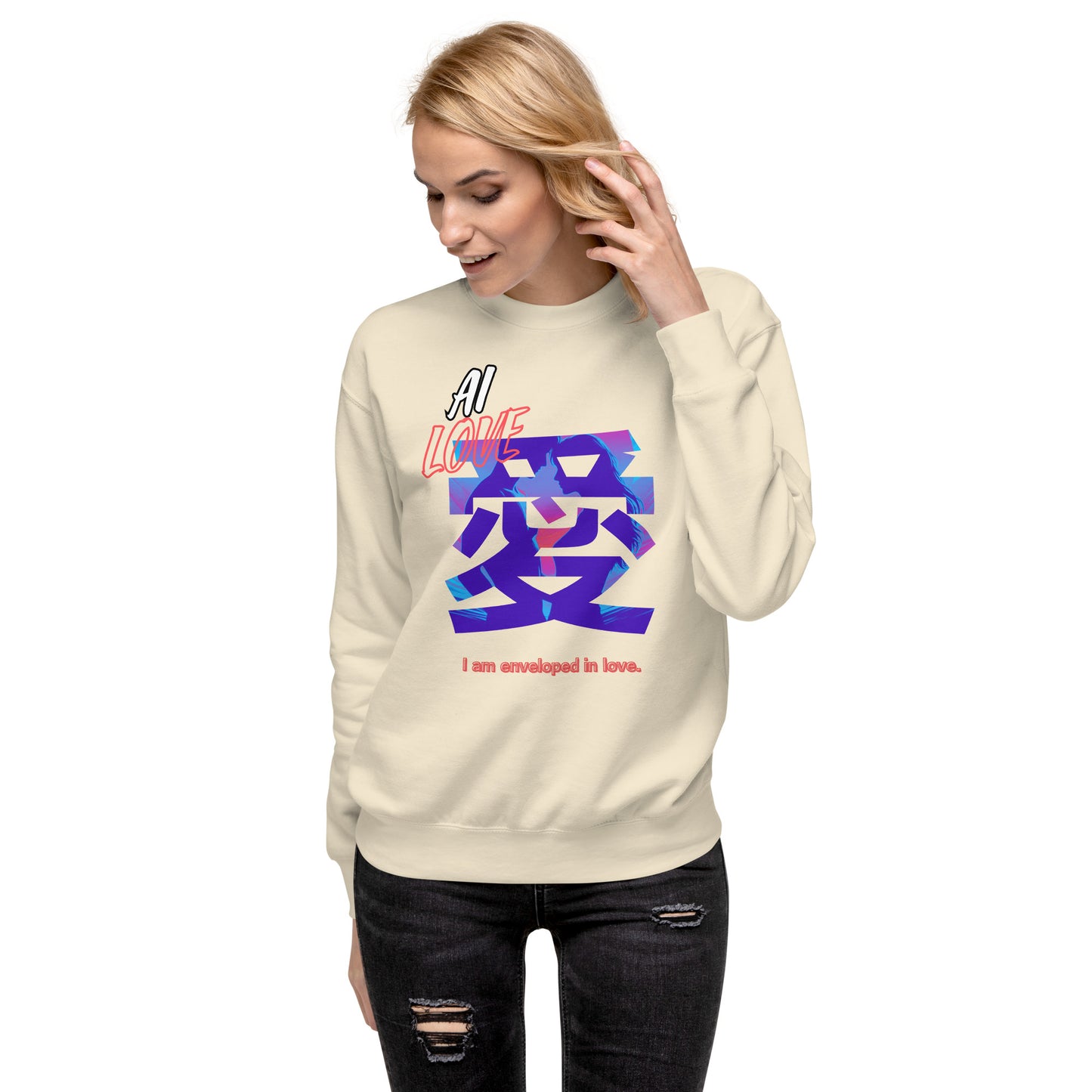 Unisex Premium Sweatshirt(Japanese, Kanji Series -愛“Love” Desig.3)