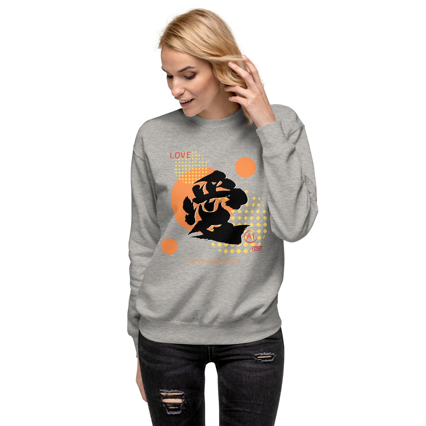 Unisex Premium Sweatshirt(Japanese, Kanji Series -愛“Love” Design.1)