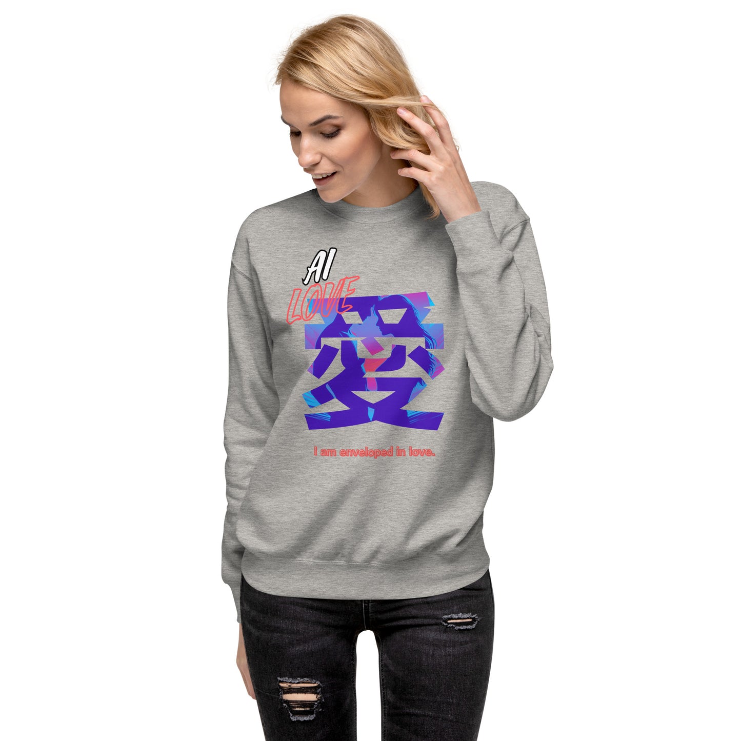 Unisex Premium Sweatshirt(Japanese, Kanji Series -愛“Love” Desig.3)