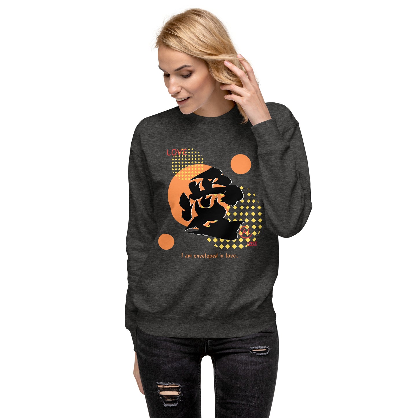 Unisex Premium Sweatshirt(Japanese, Kanji Series -愛“Love” Design.1)