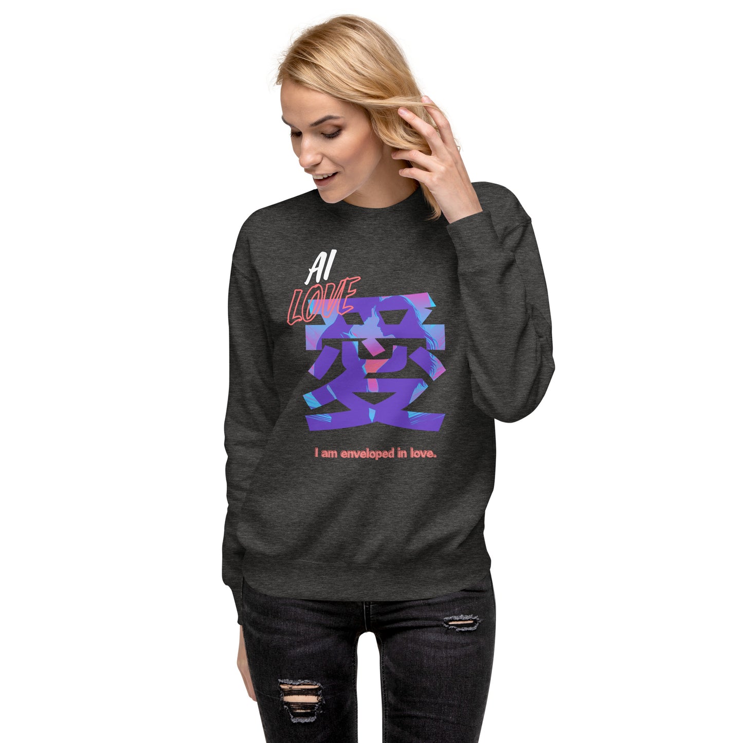 Unisex Premium Sweatshirt(Japanese, Kanji Series -愛“Love” Desig.3)