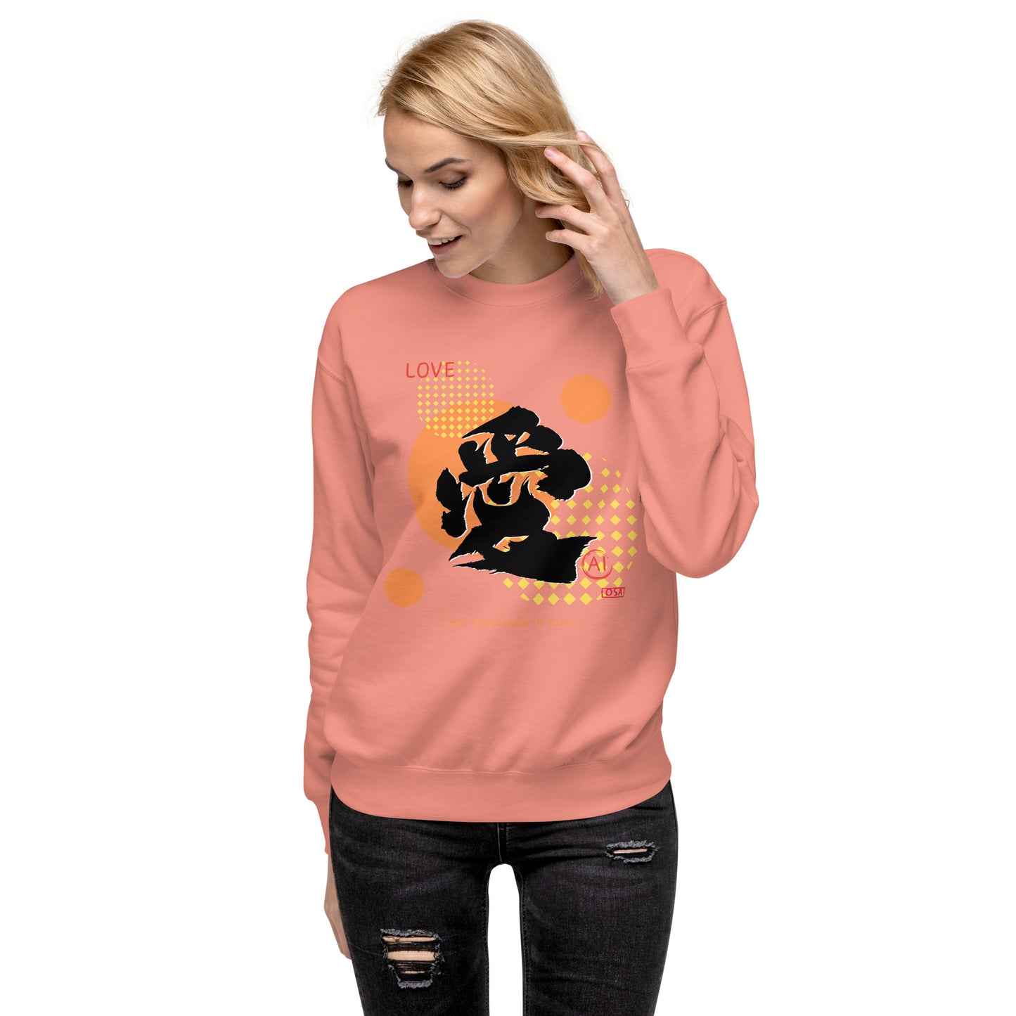 Unisex Premium Sweatshirt(Japanese, Kanji Series -愛“Love” Design.1)