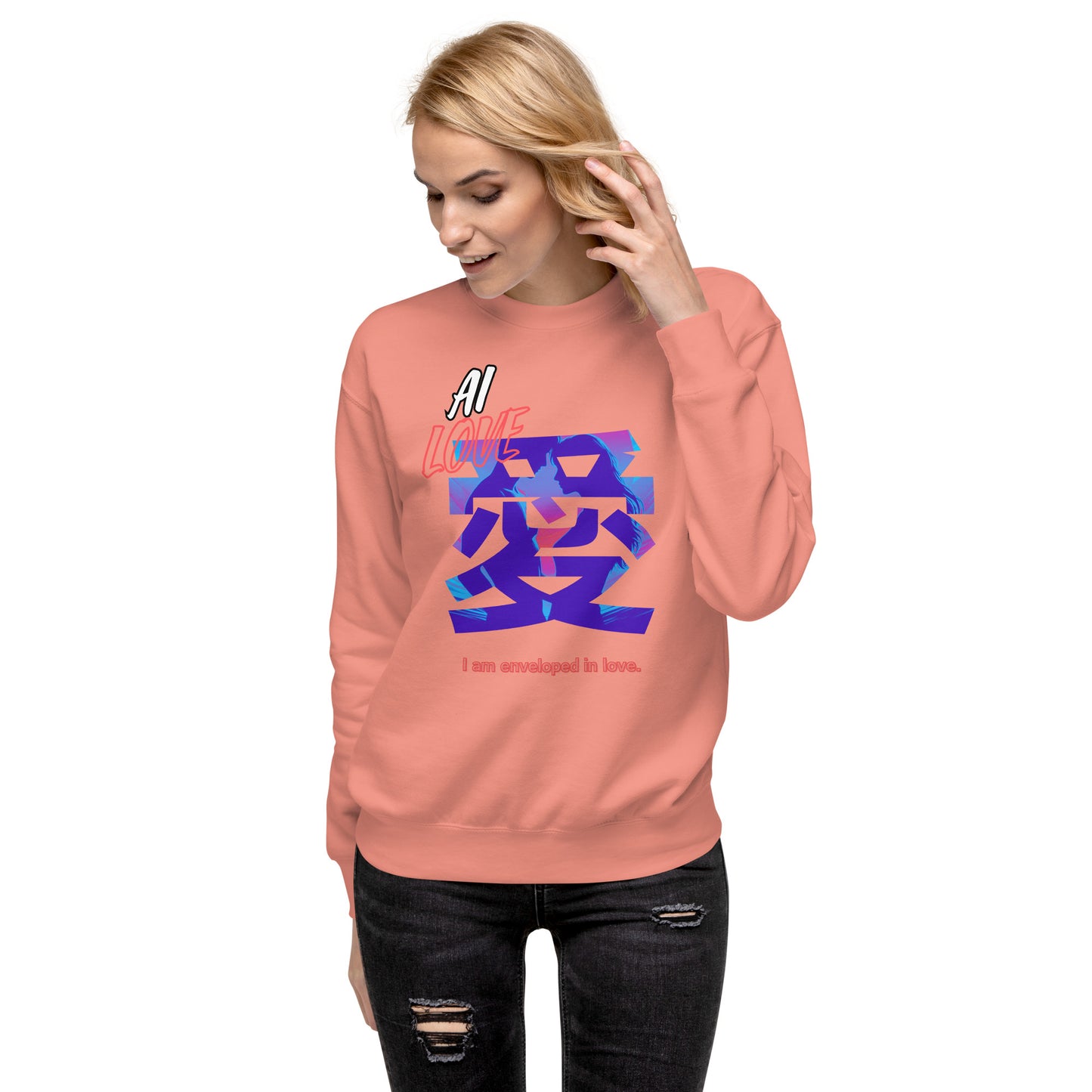 Unisex Premium Sweatshirt(Japanese, Kanji Series -愛“Love” Desig.3)