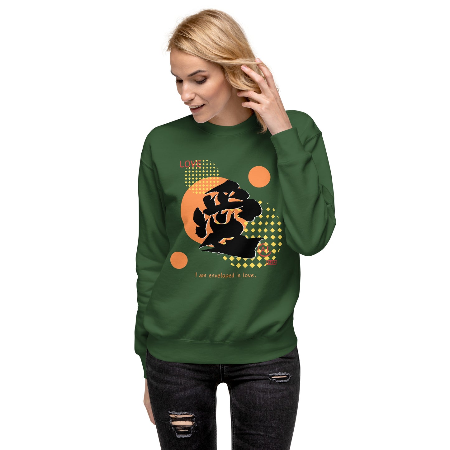 Unisex Premium Sweatshirt(Japanese, Kanji Series -愛“Love” Design.1)