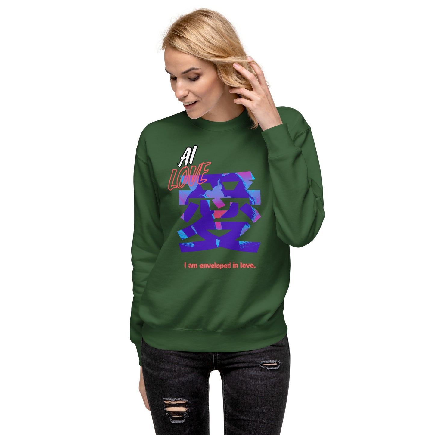 Unisex Premium Sweatshirt(Japanese, Kanji Series -愛“Love” Desig.3)