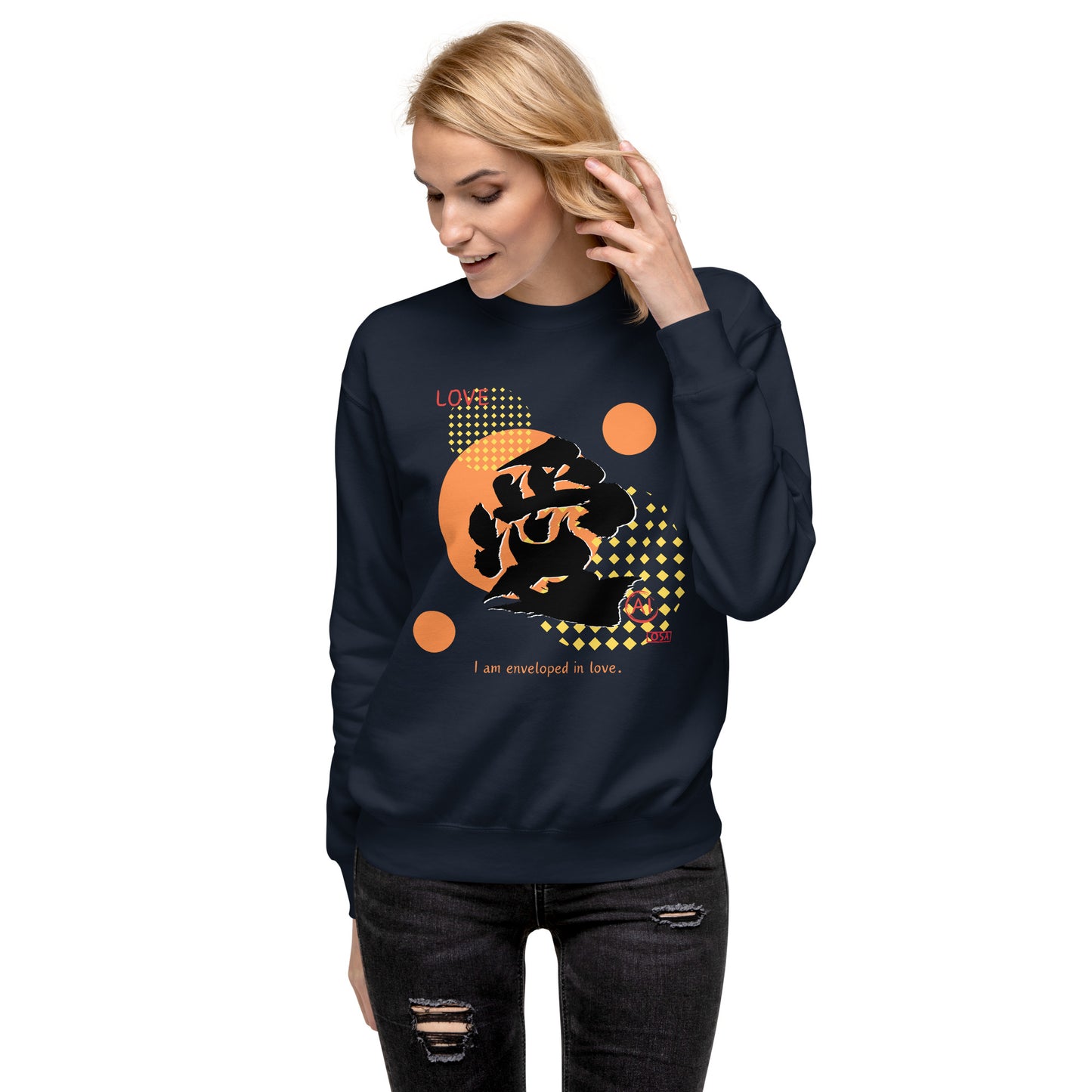 Unisex Premium Sweatshirt(Japanese, Kanji Series -愛“Love” Design.1)