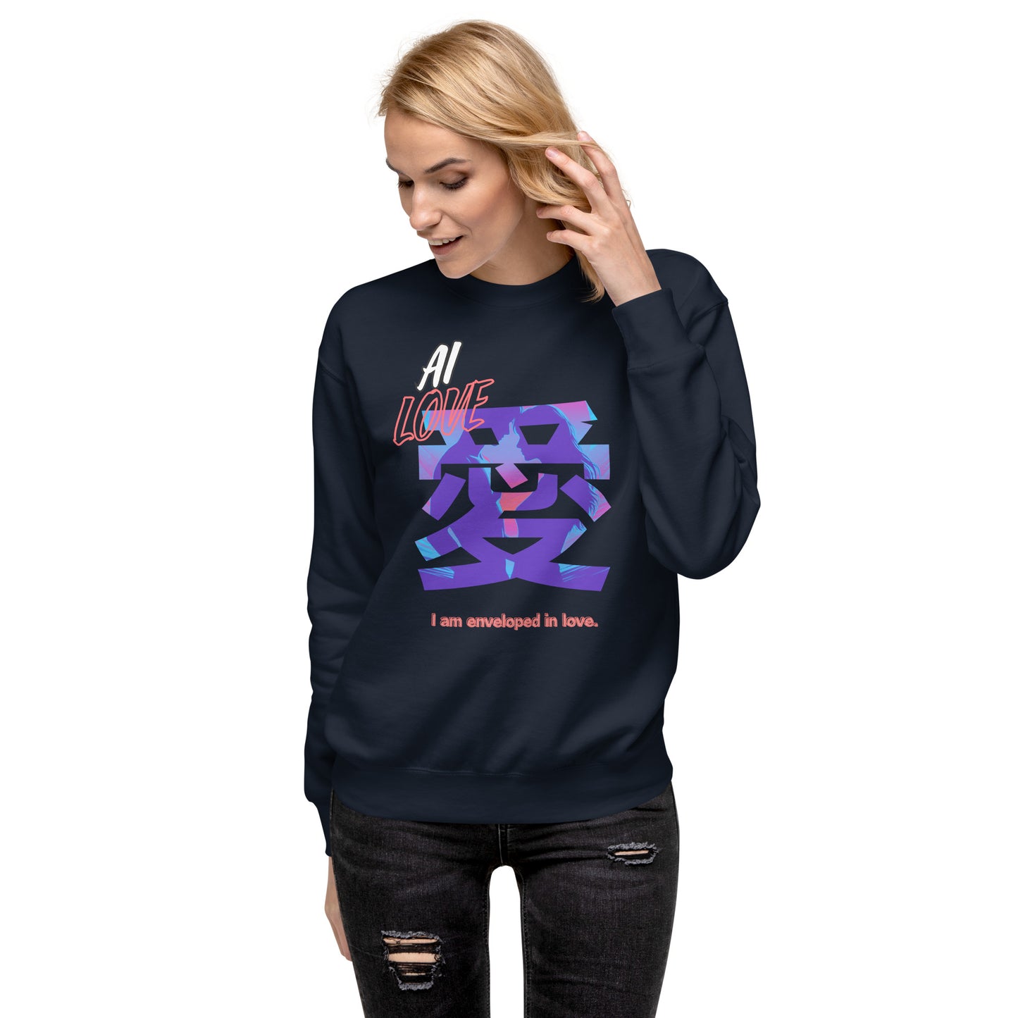 Unisex Premium Sweatshirt(Japanese, Kanji Series -愛“Love” Desig.3)