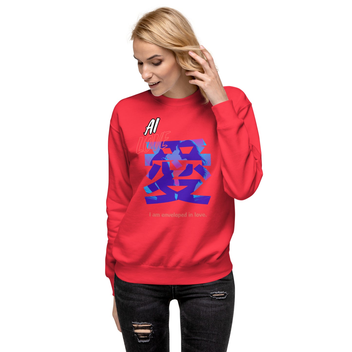Unisex Premium Sweatshirt(Japanese, Kanji Series -愛“Love” Desig.3)