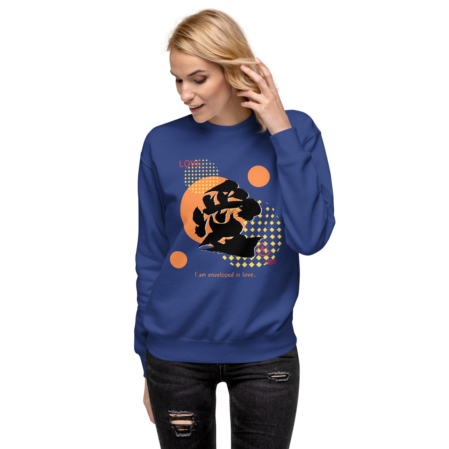 Unisex Premium Sweatshirt(Japanese, Kanji Series -愛“Love” Design.1)