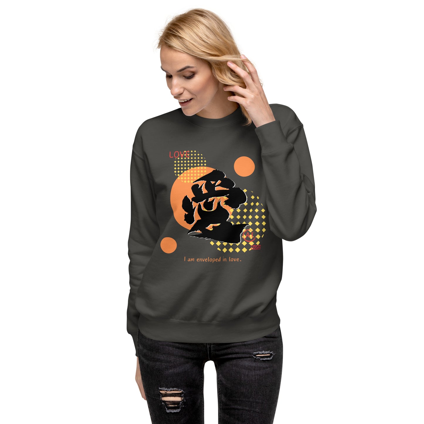 Unisex Premium Sweatshirt(Japanese, Kanji Series -愛“Love” Design.1)