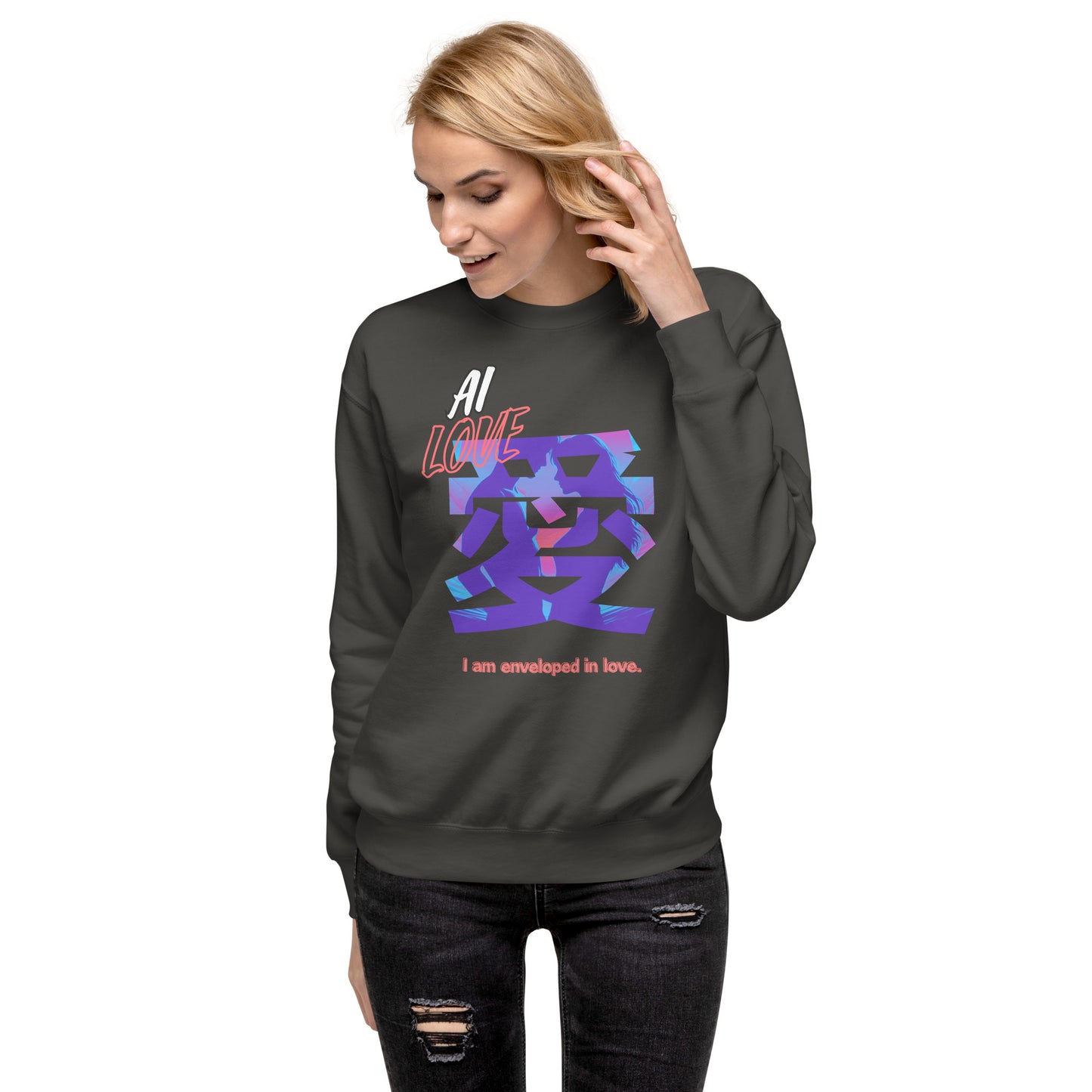 Unisex Premium Sweatshirt(Japanese, Kanji Series -愛“Love” Desig.3)