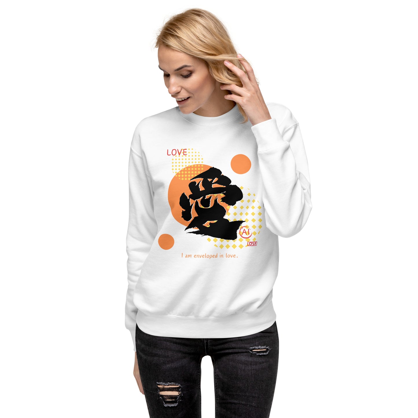 Unisex Premium Sweatshirt(Japanese, Kanji Series -愛“Love” Design.1)