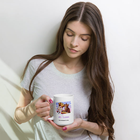 White glossy mug(Japanese, Kanji Series -愛“Love” Design.2)