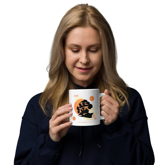 White glossy mug(Japanese, Kanji Series -愛“Love” Design.1)